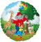 Party Factory `Zooparty´, Benjamin Blümchen Folienballon, bunt, Ø45cm, Heliumballon sprechender Elefant mit Otto und Zootieren