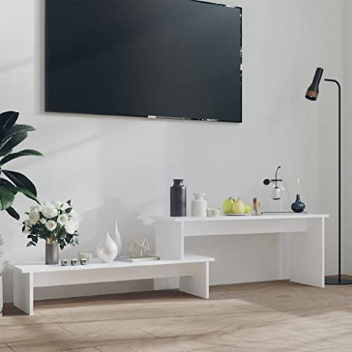 homiuse Mueble para TV Madera contrachapada Blanco Muebles De Sala Mueble Salon Mueble TV Salon Mesa TV Mueble De Salon Mueble Television Soporte Pie TV Stand Soporte TV Suelo 180x30x43 cm