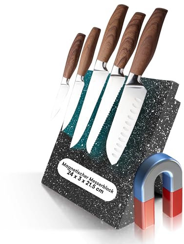 Kirosaku Magnetischer Messerhalter aus MDF Holz – Starker Magnet, Gummimatte, leicht zu reinigen, platzsparend, stilvoll – 24x3x21,5 cm – Magnetic Knife für Küche, Schwarz