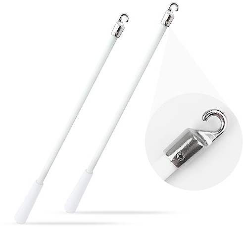 Lot de 2 baguettes de store en fibre de verre avec crochet en métal, baguette d'inclinaison pour store vertical, 31 cm, pièces de rechange, tige de rideau pour ouvre-fenêtre