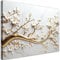 Feeby Bilder 3D Blumen 120x80 cm 1 tlg Modern Leinwandbilder Bild auf Leinwand Kunstdruck Wand Bild Wanddeko Design Schlafzimmer Büro Flur Hotel Spa Wohnzimmer Pflanzen Botanik Blumenmotiv Gold