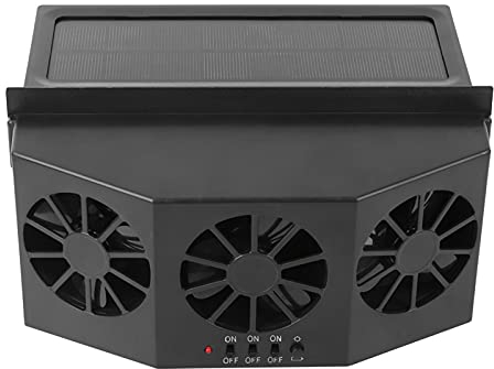 Fockety Solarbetriebener Auto Abluftventilator, 3 Kühler, Auto Ventilator, Solar Kühl Ventilator, Weitwinkel, Tragbar, Sicher, Auto Entlüftungskühler, Auto Entlüftungskühler, Solar