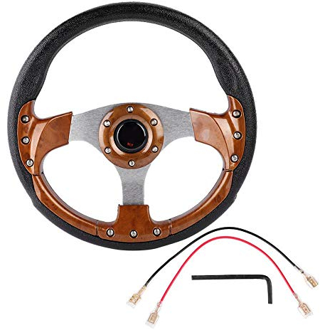 TKSE Auto Sport Lenkrad, 320mm / 13in 350mm / 14in Universal-PU-Auto Sport Racing Drift-Lenkrad (Brown 13in)