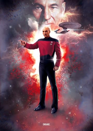 Displate - Poster aus Metal - WALL ART - Star Trek - Main Characters Captain Picard - Größe L - 67,5x48cm Matt