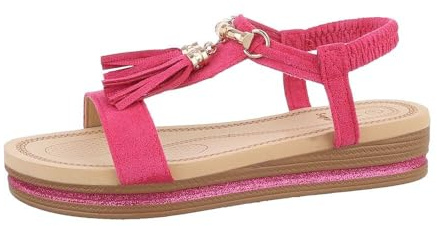 Ital Design Damenschuhe Sandalen & Sandaletten Keilsandaletten, AM202-, Kunstleder, Pink, Gr. 36