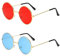 Hippie Sonnenbrille, Sonnenbrille Rund, Hippie Kostüm Sonnenbrillen, Runde Hippie Brille, Partybrille, Hippie Brille Retro Sonnenbrille Rund für 60er 70er Jahre Party Kostümzubehör, 2 Stück(Rot+Blau)