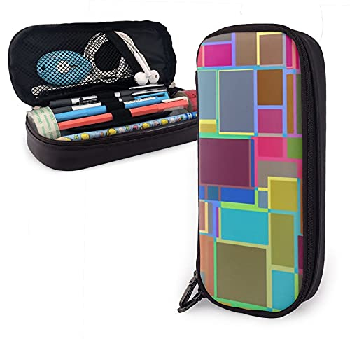 SJOAOAA Gestepptes Kaleidoskop-Federmäppchen aus Leder, großes Fassungsvermögen, Stiftetasche, Schreibwaren-Organizer mit Reißverschluss, Aufbewahrungsbox für Make-up, siehe abbildung, Einheitsgröße,