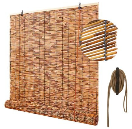 Tapparelle Avvolgibili Bamboo Tenda Bambu Esterno Naturale 180x300 160x250 155x280 140x220 95x250 100x150 50x260 120x120cm Tende Romane Tapparelle in Reed Anti-Uv per Cucina Patio Giardino