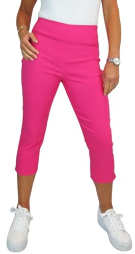 Paulo Due Women's Pull On Cropped Trousers with Elastic Waist Hot Pink (18)