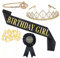 SHOOYIO Kopfbedeckung, verstellbares Kopfband, Happy Birthday Cake Glitter Golden Cake Decorati Cake