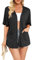 Wiwclo Womens Plus Size Short Sleeve Kimono Cardigans Lightweight Summer Cardigan Casual Loose Fit Beach Cover Up Curved Hem with Pockets,Black,XL