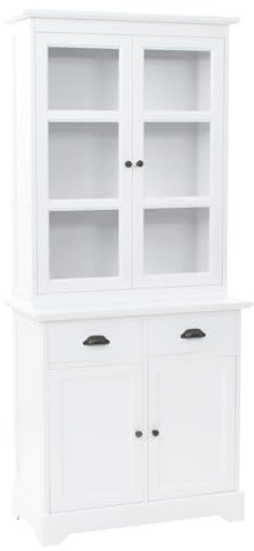 Willood Vitrinenschrank Anrichte mit 4 Türen MDF Kiefer 80x40x180 cm