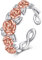 KZX Rose Flower Rings Rose Rings 925 Sterling Silver Rose Flower Ring Adjustable Wrap Open Jewelry for Women Friend Mom Bride Girlfriend Sisters Teen