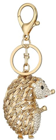 INSTITIZER Porte-clés hérisson en cristal en métal pour femme - Porte-clés pour sac à main, portefeuille, sac à dos, marron, taille unique