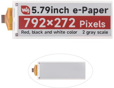 5.79 Inch E-Paper (B) Raw Display 792x272 Red/Black/White E-Ink Display SPI Communication Fits Raspberry Pi/Jetson Nano/Arduino/STM32 Without Driver Board Epaper Screen