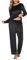 Nieery Pigiama Donna Invernale in Pile Flanella Pigiami Lungo Caldo Morbido e Confortevole Nero XL