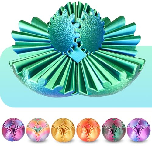 Gear Ball Fidget Spielzeug Steampunk Zahnrad Kugel Stressabbau Sensorisches Spielzeug autistische Kinder Erwachsene 3D Gedruckt Lustiges Geburtstagsgeschenk Weihnachten Ostern (Weihnachtsgrün,8 cm)