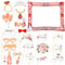 Inflatable Selfie Frame with 23pcs Photo Booth Props, Rose Gold Wedding Inflatable Picture Frame Blow Up Party Prop Kit for Bridal Shower Wedding Party Games Accessories