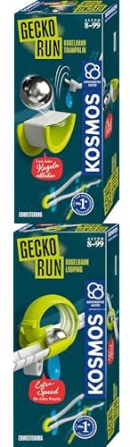 KOSMOS Gecko Run Doppelpack Erweiterungen Trampolin + Looping, Zubehör für Coole vertikale Kugelbahnen, inkl.zusätzliche Bahnelemente, für Kinder ab 8 Jahren