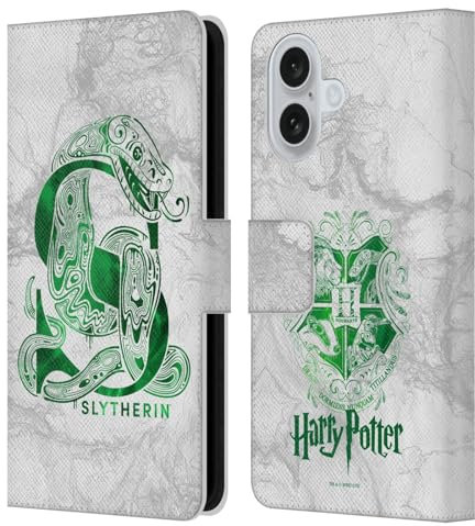 Head Case Designs Offizielle Harry Potter Slytherin Aguamenti Deathly Hallows IX Leder Brieftaschen Handyhülle Hülle Huelle kompatibel mit Apple iPhone 16