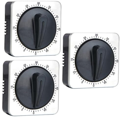 Amosfun 3 Pièces chronomètre de Sport Minuteur Minuterie mécanique de 60 Minutes Compte à rebours de Cuisine Minuterie magnétique pour la Maison de Cuisson Black