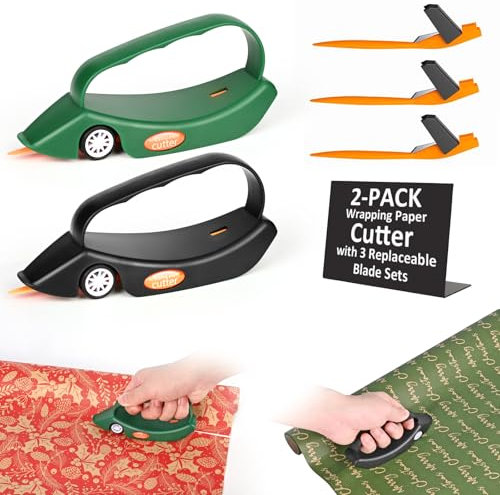 Coupe Papier Cadeau, 2 Pièces Coupe-papier d'emballage,Wrapping Paper Gift Wrap Cutter,utilisé pour le papier cadeau, Noël, Nouvelle Année,etc, L'Outil Essentiel pour des Emballages Cadeaux Parfaits