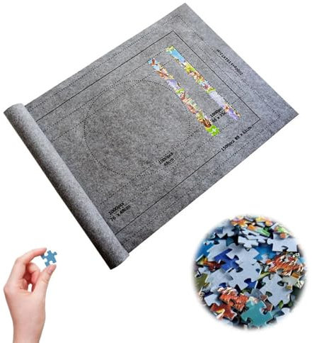 Puzzlematte,Puzzleunterlage,Puzzle Matte Roll,Jigsaw Mat,Tragbare Puzzles Mat,Teppich für bis zu 1500 Teile, Praktisches Zubehör zur Aufbewahrung von Puzzles,89 * 61CM,(Grau)