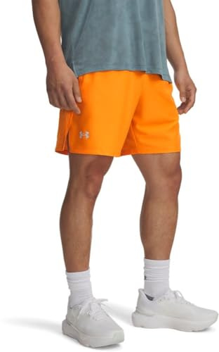 Under Armour Men's Launch 7in Shorts, Lightweight and Fast-Drying Running Shorts, Men's Gym Gear with Breathable Design and Pockets,Squad Orange/Squad Orange/Reflective,MD