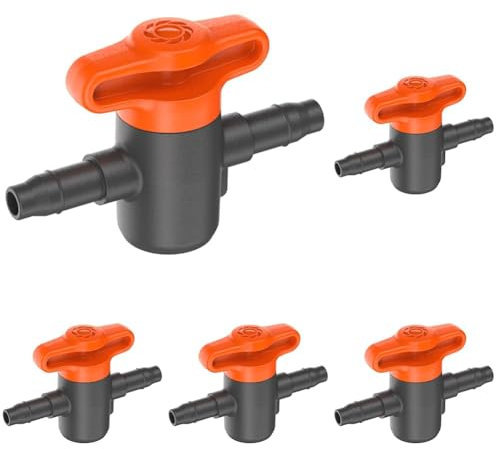 Gardena Micro-Drip-System Absperrventil, 4,6 mm (3/16 Zoll): Zur Regulierung oder Absperrung einzelner Rohrstränge, stufenlos einstellbar, Inhalt: 2 Stück (13217-20) (Packung mit 5)