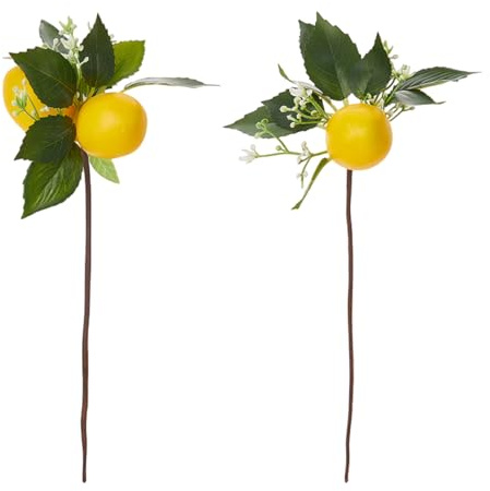 ASTRQLE Confezione da 2 rami di limoni artificiali da 25,9 cm, con stelo, rami di frutta finti, decorazione fai da te per centrotavola e decorazione per casa e ufficio