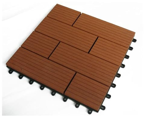 Baldosas de Madera de Acacia 0.90m², Exterior e Interior Antideslizante Baldosas de Jardin, Balcones y Patios Entrelazados, 30x30cm, Acacia Dorado D 1pcs