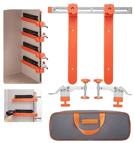 Drawer Slide Installation Jig Kit,Precision Cabinet Hardware Jig with Toggle Clamp & Magnetic Arm,Punch Locator,Drawer Slide Tool for Fast Drawer Installation on Cabinets (Includes a storage bag)