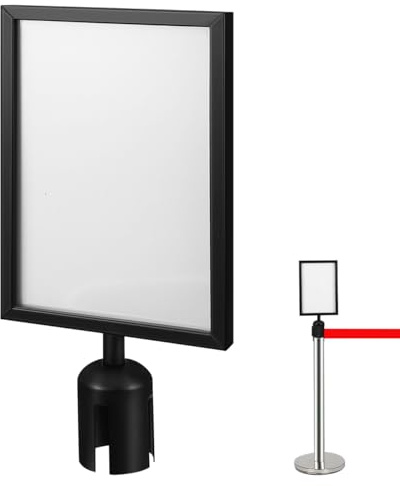 DOITOOL Stanchion Sign Holder Vertical Retractable Belt Frame 17.32X8.66X2.56 Inches Queue Barrier Sign Display for Airport Office Hallway Guidance