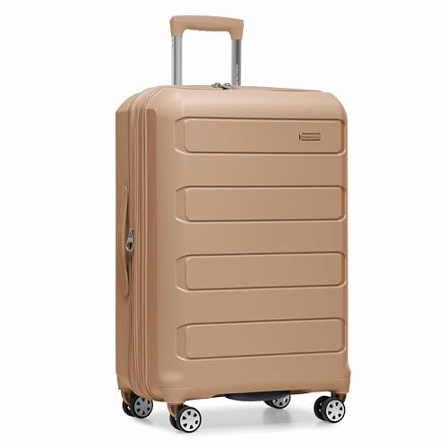 Traveler's Choice Pagosa Hardshell Expandable Luggage with Spinner Wheels, Latte Beige, 2-Piece Set (22/27)