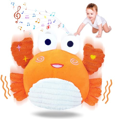 RedCrab Cangrejo Juguete Bebe 6-12 Meses, Juguete Gatear Bebe con Función de Música y Grabación, Juguetes Interactivo Peluches para Bebes 1 2 3 Año