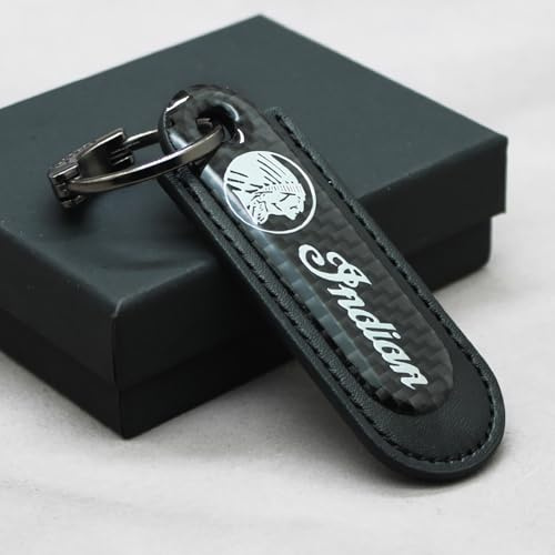 WRFUU Motorrad Schlüsselanhänger Schlüsselring Carbonfaser für Indian zubehör,Black-A