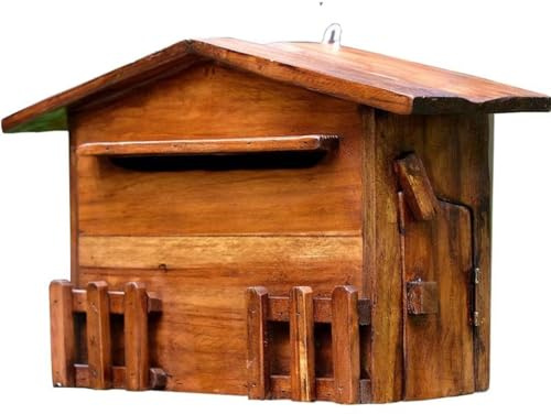 Boîte Aux Lettres en Bois Fabriquée À La Main - Boîte Aux Lettres D'extérieur Rustique avec Design Imperméable, Décoration De Café Unique