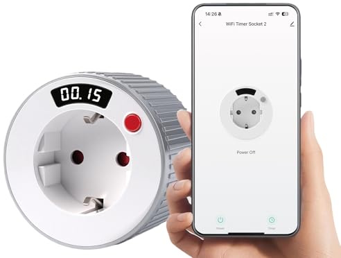 Jadeshay Presa WiFi,15 Minuti a 24 Ore Conto Alla Rovescia Meccanico Rotante Presa Temporizzata 16A 3680W Presa Smart Timer,Controllo Remoto Tuya o Smart Life Controllo Vocale Alexa o Google Assistant