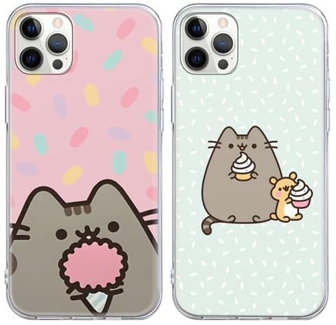 Stradvnaly 2 Stück Transparent Handyhülle für iPhone 14 iPhone 13 6,1, Cute Cat Süß Cartoon Katze Muster Silikon TPU Stoßfest Schutzhülle Kratzfest Bumper Cover,Süß