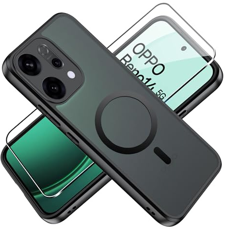 Tieeyivv Magnetisch Hülle für Oppo Reno 14 5G mit 1 Stücks Schutzfolie, Soft Matte Handyhülle [Kamera Schutz] [Weiche Innenschicht] Anti-Scratch Dünn Schutzhülle
