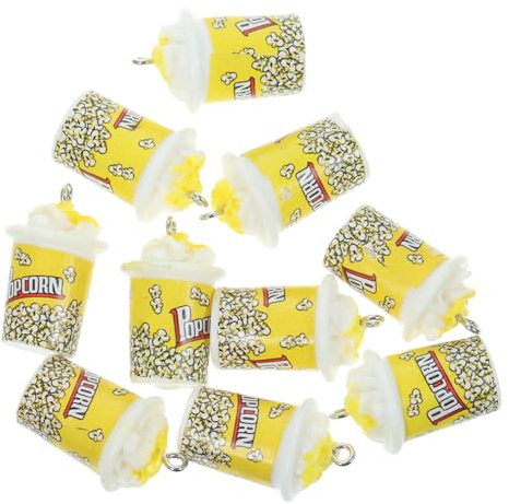 Gelbe Popcorn Schmuckanhänger aus Kunstharz, 10 Stück für Selbstgemacht