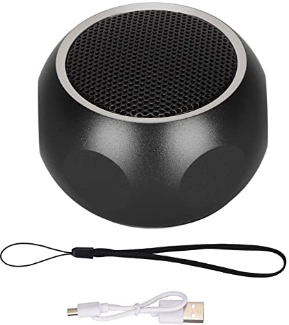 Ouitble Tragbarer -Bluetooth-Lautsprecher, niedlicher Kleiner kabelloser Lautsprecher mit Trageband für Dusche, Fahrrad, Auto, Reisen, Aluminiumlegierung, 4 W Leistung, 300 mAh (Schwarz)