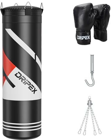 Dripex Sac de Frappe Boxe Rempli Adulte Suspendu avec Gants de 12 oz