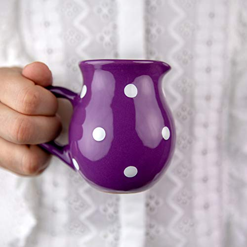 City to Cottage | Pot à lait Saucière | violet à pois blancs en céramique fait et peint à la main