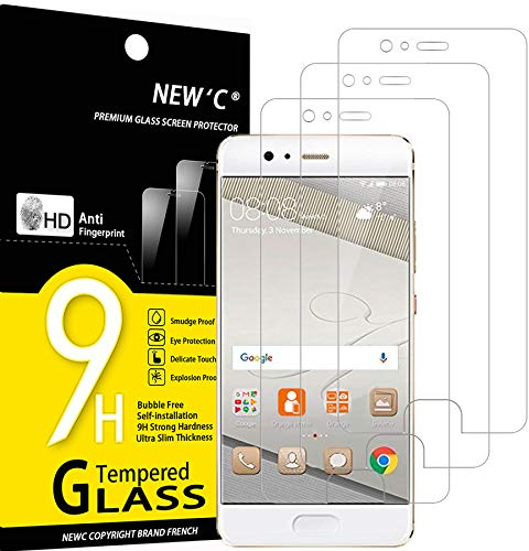 NEW'C 3 Stück für Huawei P10 für Panzerglas, Frei von Kratzern, 9H Härte, HD Displayschutzfolie, 0.33mm Ultra-klar, Ultrabeständig