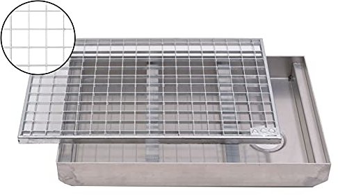 ACO Abtrittrost Fußabtreter + Emco ALU Bodenwanne Schuhabstreifer Abstreifer Abtreter Rost 30/30, Größe:750 x 500 mm