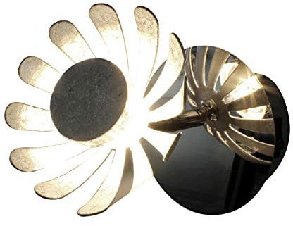 Einflammige LED Wandleuchte BLOOM im Florentiner Stil mit Blumen Motiv, Metall Blattsilber