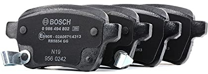 Bosch BP1976 - Brake Pads Car Rear Axle - 1 Set of 4 Pads | Bosch Quality - Reduced Noise and Dust - ECE-R90 Certified - Copper-Free