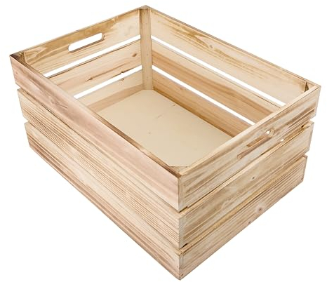 green leaves Sturdy Natural Wooden Apple Crates Retail Display Shelf Box Storage Gift Hampers (Large)