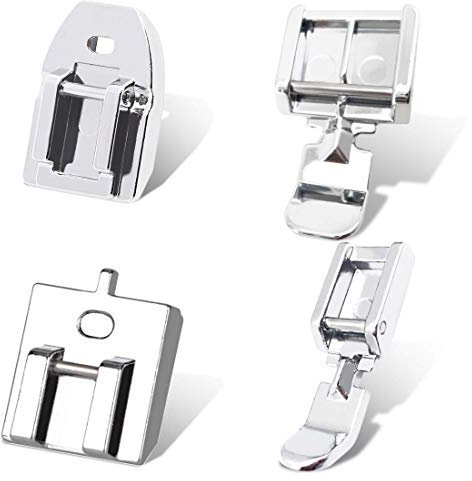 Kalevel Pied de machine à coudre invisible avec fermeture éclair invisible pour toutes les machines à coudre Singer, Brother, Janome, Babylock, Elna, Simplicity, Blanc, Kenmore Medium 4pcs Set